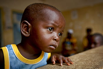 selective, focus photography, boy, blue, yellow, top, tanga, tanzania, child, close-up, macro
