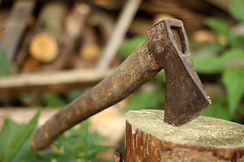 selective, brown, axe, log, old, lumberjack, blade, background, chop, hatchet, block