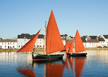 galway hookers, traditional sailing boats, galway, ireland