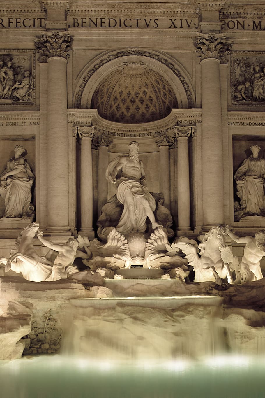 Roma, Fontana Di Trevi, Malam, roma di malam hari, monumen, roman monument, fontana, air, patung, trevi, ibukota