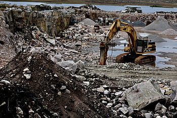 quarry, excavators, work, destruction, bucket wheel excavators, crusher, working machine, machine, excavator buckets, hydraulic, blade