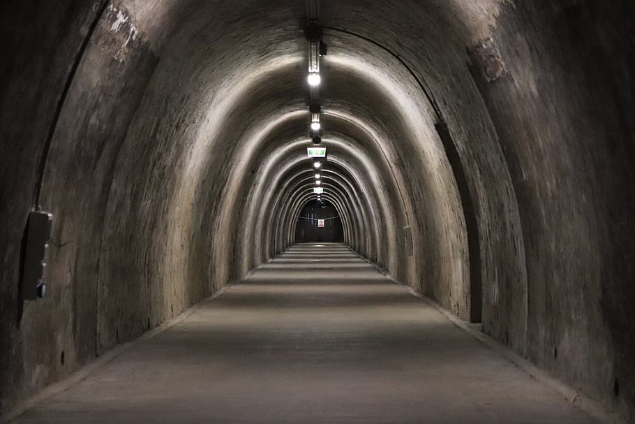 tunel, pod zemí, temný, způsob, silnice, cestovat, směr