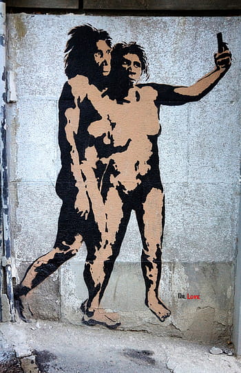 graffiti, malba na zdi, selfie, sprej, lidé, ženy, žen, jedna osoba, dospělý, dva lidé, plná délka