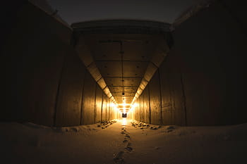 architektonický, fotografování, tunel, fotografie, chodba, žlutá, světlo, temný, světla, stopa, svítí