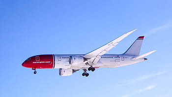 bianca, rosso, aviazione, Boeing, aereo, volo, trasporto, mezzi di trasporto, Jet, viaggio, volare