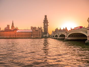 Londýn, big ben, západ slunce, Anglie, westminster, Spojené království, Zajímavosti, parlament, hodiny, Londýnské oko, Dvoj patrový autobus