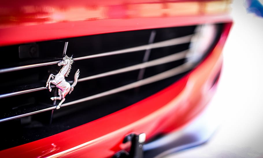 detailní fotografie, Červené, ford mustang mřížka, ferrari, auto, výkon, automobil, styl, rychle, luxus, závod