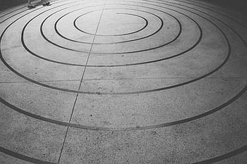 untitled, concrete, spiral, steps, swirl, shoes, black and white, full frame, indoors, concentric, close-up