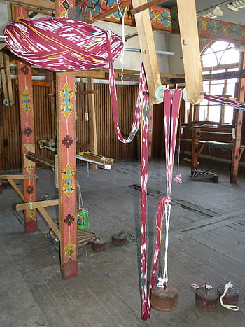 silk factory, web framework, silk, colorful, pattern, weave, substances, color, craft, thread, colored