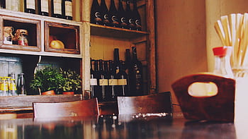 restaurace, bar, kavárna, víno, lahví, stůl