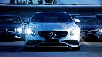 vozy, stříbrný, světlomety, mercedes, benz, luxus