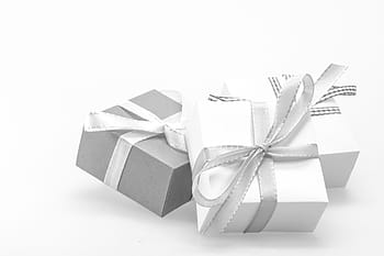 two, white, one, gray, gift boxes, gift, made, surprise, loop, christmas, festival