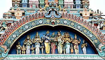 sochy hinduistického božstva, budova, přijata, během dne, meenakshi, sundareswarar, manželství, chrám, Hind, madurai, starý