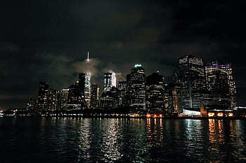 nacht, New York City, nyc, stad, horizon, Manhattan, stadsgezicht, lichten, rivier-, architectuur, water