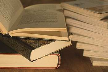pile, assorted-title books, brown, surface, literature, wisdom, library, education, know, stack, study