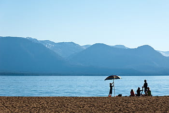 Kalifornie, jezero tahoe, krajina, Příroda, dovolená, jezero, lidé, zábava, deštník, pláž