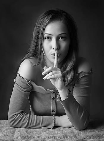 ragazza, mistero, il silenzio, copertina, una donna, misterioso, donna, bellezza, ritratto, cartello, dito
