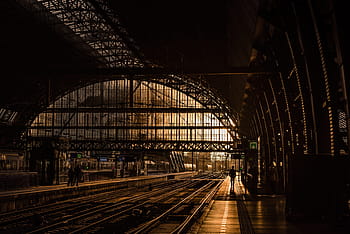 black, brown, train station illustration, station, tracks, rail, railroad, train, fast speed train, sunset, sunshine