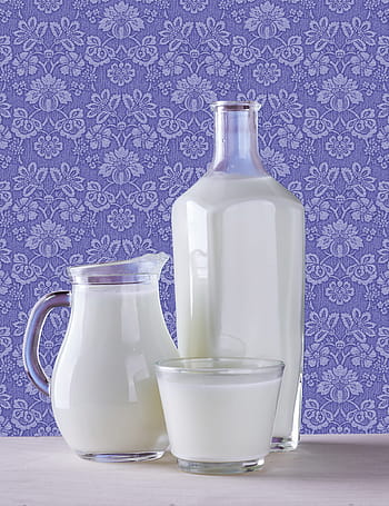 milk, bottle, jug, glass, glass milk, bottle milk, pitcher, ewer, drink, healthy, white