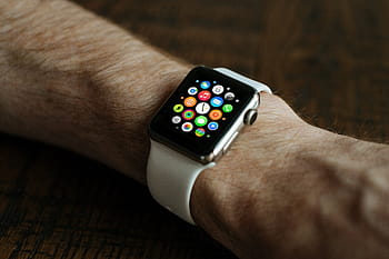 person, wearing, silver aluminum case apple, watch, white, sport band, silver, aluminum, case, Apple Watch, white sport