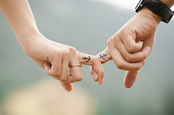 two, person, showing, anchor finger tattoos, hands, love, couple, together, fingers, people, family