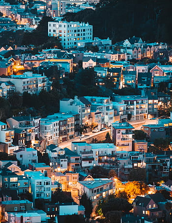 kenar mahalle, gece, ışıklar, akşam, Komşuluk, evler, kasaba, Kent