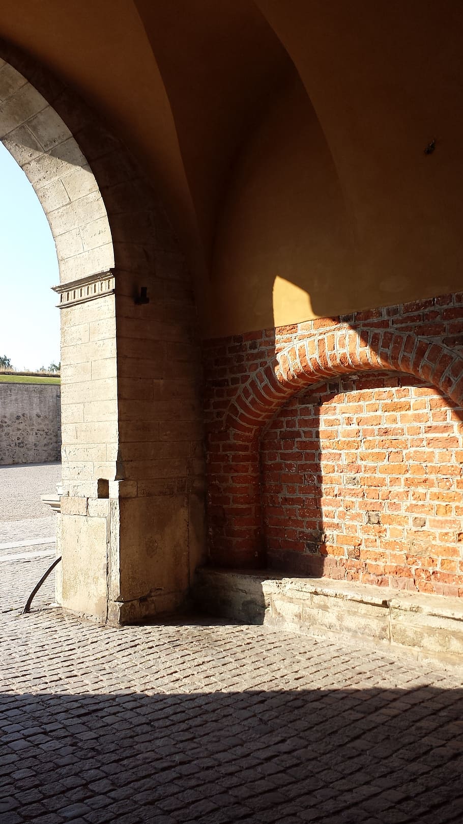 vadstena, cihlový, zeď, hrad