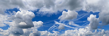nature, background, sky, clouds, panorama, header, contrail, wide
