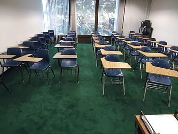 skole stol, skrivebord, innsiden, klasserommet, skole, stol, klasse, tabeller, stoler, tømme, interiør