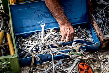 Werkzeug, Schlüssel, Werkzeugkasten, Reparatur, Arbeit, Metall, Werkstatt, Mechaniker, Rad, stehlen, Ausrüstung