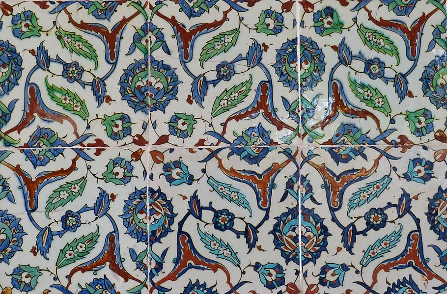Istanbul, krocan, palác, hrad, historicky, topkapi, sultán, dlaždice, keramický, vzor, květ